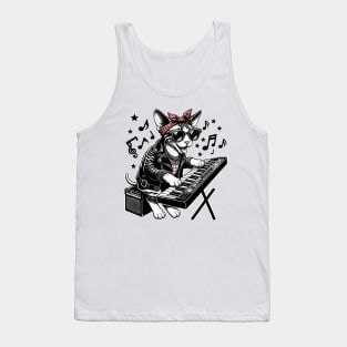 Devon Rex Cat Playing Keyboard Tank Top